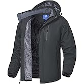 SPOSULEI Mens Skiing Jackets with Hoode Snowboarding Waterproof Fleece Liner Coats Windproof Winter Raincoat Multi Pockets