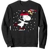 Peanuts Snoopy and Woodstock Skate Holiday Sweatshirt Sweatshirt
