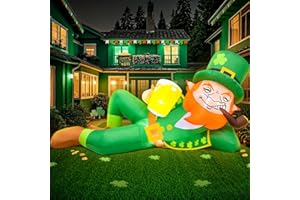 KOOY 6 FT St. Patricks Day Inflatables Outdoor Decorations, Leprechaun Holding Beer to Celebrate, Blow Up Yard Decorations, St. Patricks Decoration Yard Holiday Party Garden Lawn Décor