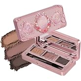 Flower Knows Midsummer Fairytales Eyebrow Palette,3 Color Eye Brow Powder Palette Waterproof Long-Lasting Brow Filler&amp;Definer,Easy Blend,Warm-Toned Natural Brown with Brush,0.14 Oz(03 Apricots Rose)