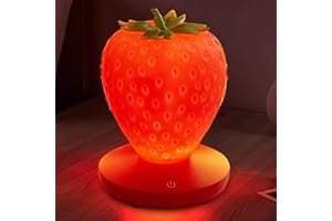 WLHONG Strawberry Night Light, Cute Silicone Strawberry Lights Kawaii Room Decor, USB Rechargeable Bedside Lamp 3 Gear Touch Lighting, Cute Strawberry Gifts for Baby, Children, Toddlers, Teen Girls