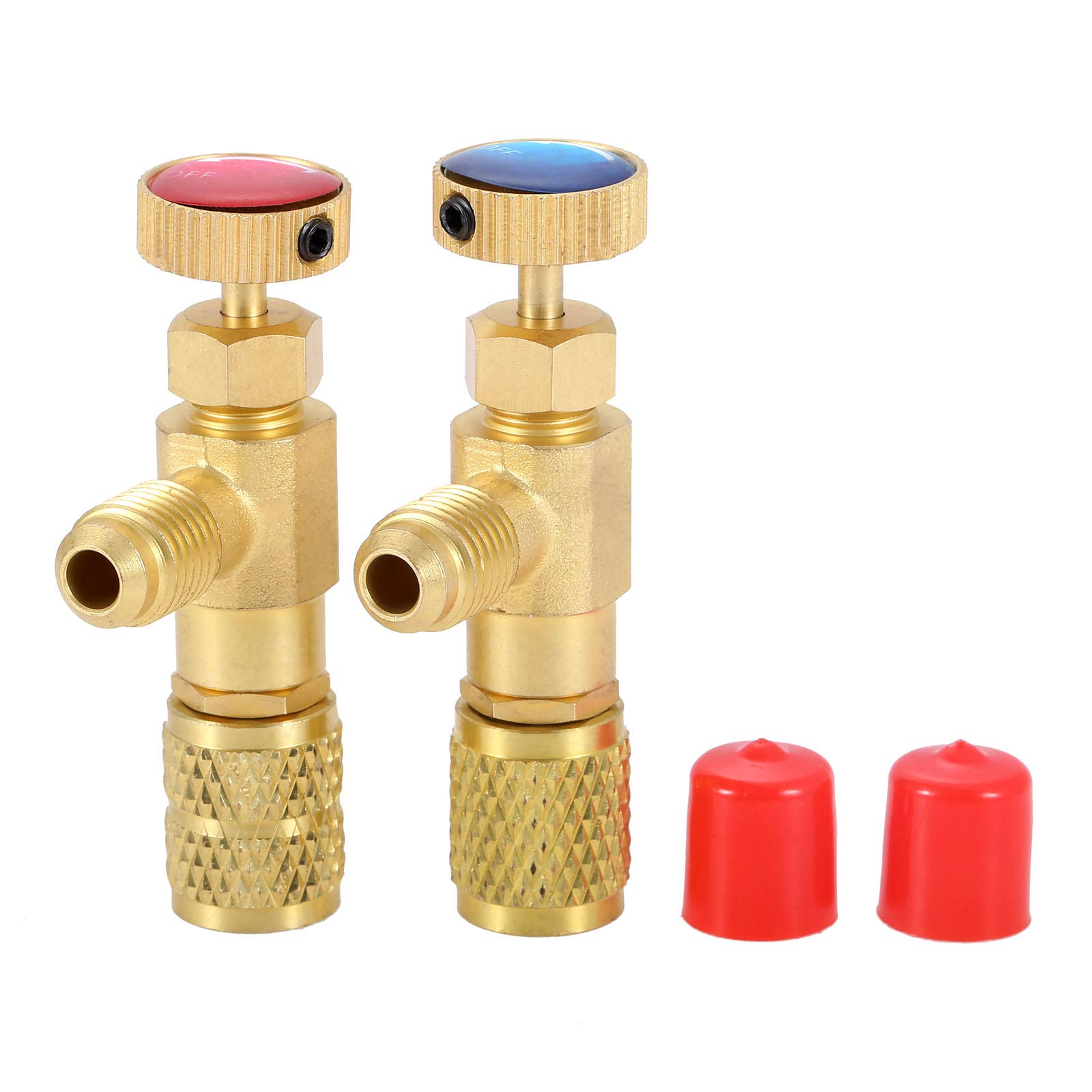 gohantee 2Pcs Air Conditioning Connector Adapter R22 R410, Refrigerant Charging Valve, Safety Ball Valve Switch Refrigerant Adapter 1/4' Male to 1/4' Female