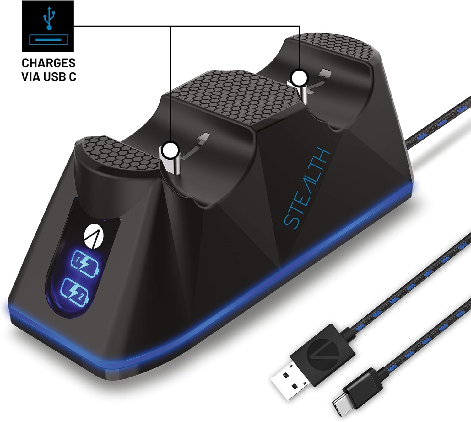 Stealth Sp C100 V Twin Charging Dock With Play Charge Cable For Ps5 Amazon Co Uk Pc Video Games