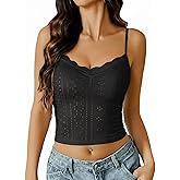 Avidlove Womens Lace Camisole Spaghetti Strap Tank Top Sweetheart Neck Eyelet Pleated Bustier Tops Slim Fit Y2k Cami