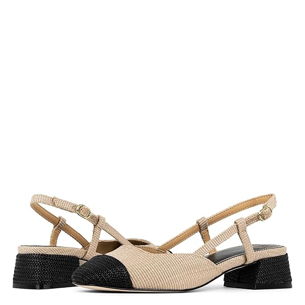 DONALD PLINER WOMENS REVAL RAFFIA, SAND/BLACK 6.5