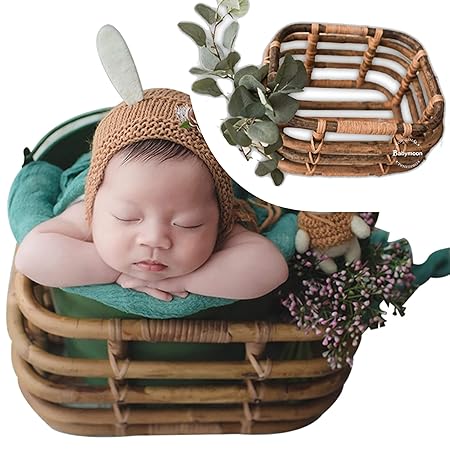 bamboo basket for baby photoshoot