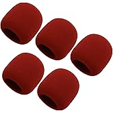 Fielect 5Pcs Microphone Cover Foam Mic Cover Handheld Microphone Windscreen Shield Protection Mic Foam Filter Wine Red for KTV Broadcasting