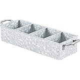 WH Walford Home Galvanized Metal Storage Tray – Rustic Farmhouse Decor Caddy with Handles – Functional & Decorative Vintage S