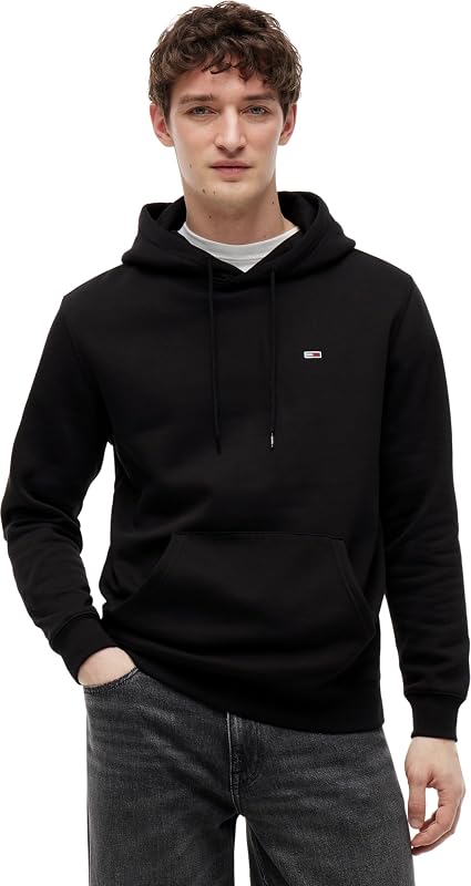 Sweat à Capuche Homme Regular Fit Flag Fleece avec Capuche, Noir (Black), XS