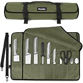 Parsuko Chef Knife Roll Bag,Waterproof Waxed Canvas Knife Case Holds,Knives Roll Bags for Chefs Professional with Adjustable Strap,Chef Backpack with 10 Knife Slots and a Large Zippered Pocket