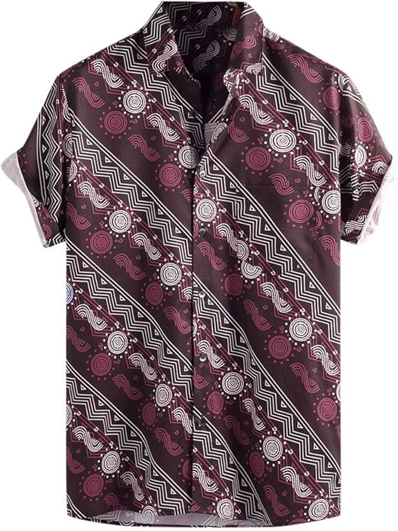 Amazon メンズ 上着 夏用服 Yochyan Men シャツ ビンテージ ブラウス トップス Tシャツ ハワイアンスタイル カジュアル 半袖 シンプル おしゃれ プリント ルーズ 通気性 日常用 アウトドア ファッション ボタン ティーシャツ サイクル 自転車 スカート スコート 通販