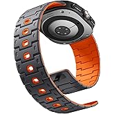 Bandletic Silicone Magnetic Watch Band for Samsung Watch Ultra Band, Durable Soft Breathable Waterproof Loop Replacement Strap with Magnet for Galaxy Ultra Watch Band 47mm for Men, Spacegray Orange