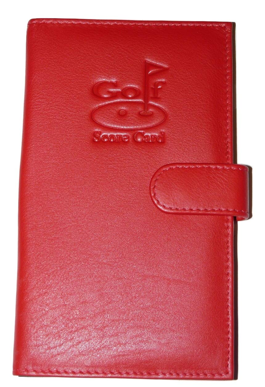 Mala Leather Golf Scorecard Holder – Premium Soft Leather with Pencil Loop & Tab Closure – Fits UK & European Cards (Red)