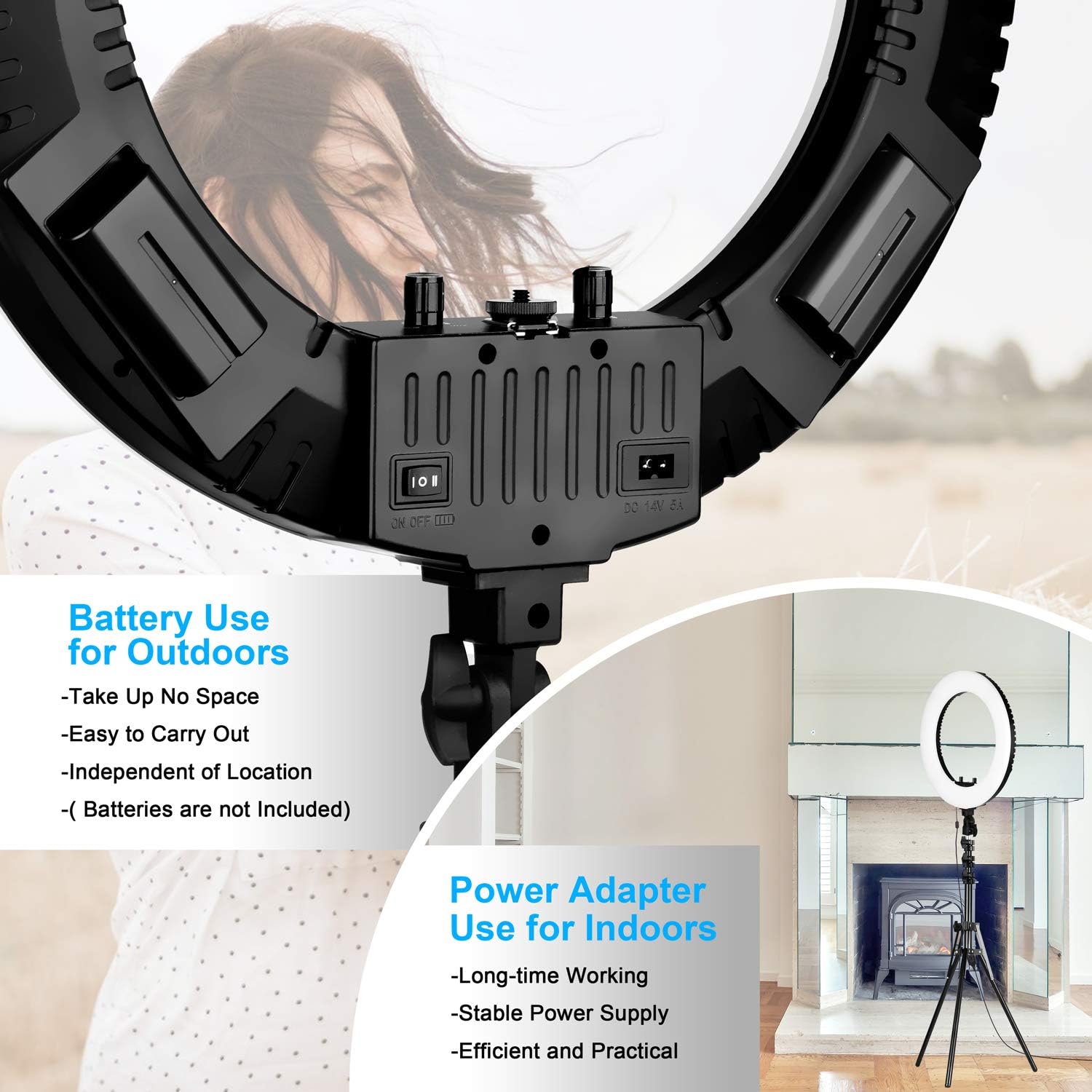 Emart 18-inch Ring Light with Stand, Big Adjustable 3200-5500K LED Lights Ring with Ultra-wide Lighting Area for Camera Photography, YouTube Videos, Makeup (Kit: Phone Holder, Remote, Soft Tube, etc.) : Camera & Photo