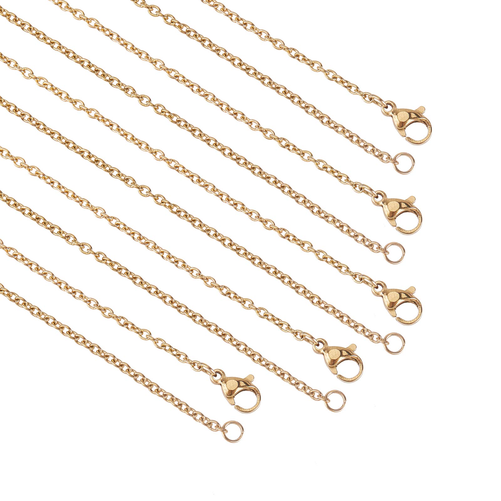 UNICRAFTALE 10pcs 45cm Unisex Golden Cable Chains Necklaces 304 Stainless Steel Chains Cable Chain Necklace with Lobster Claw Clasps Metal Chains for DIY Jewelry Necklace Making