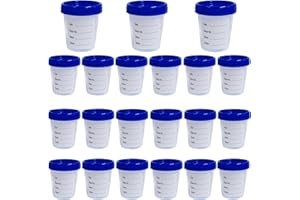 20 PCS 4oz/120ml Disposable Specimen Cups with Leak-Proof Screw-on Cap Cover