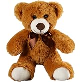 SHAFISH Plush Teddy Bear Cute Stuffed Animal Bear with Bow Plush Toys 13.8 Inches (Brown)