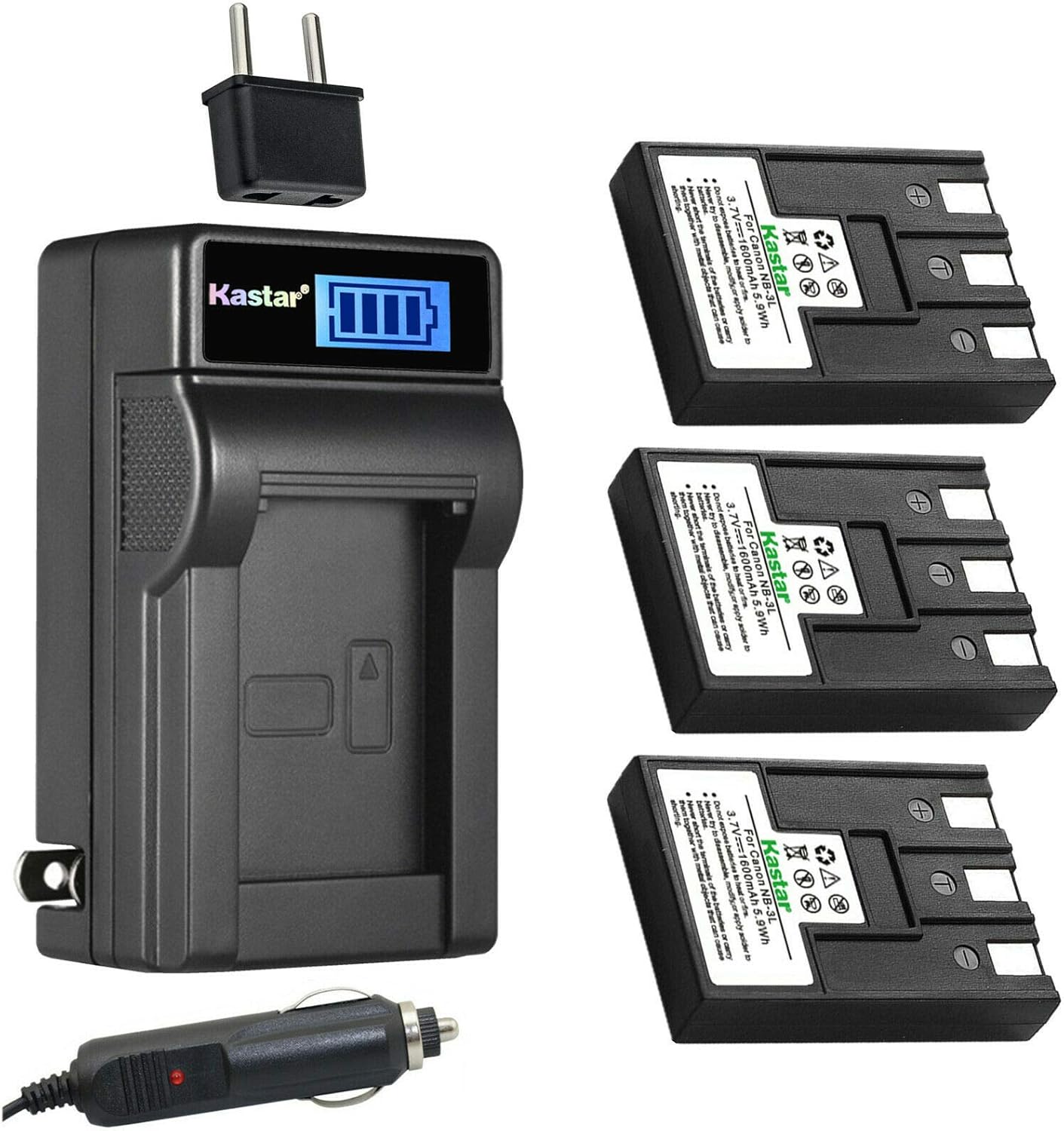 Amazon Com Kastar 3 Pack Nb 3lh Battery And Lcd Ac Charger Compatible With Canon Nb 3l Nb 3lh Battery Canon Cb 2lu Cb 2lue Charger Canon Ixy Digital D53z Ixy Digital L Ixy Digital L2 Ixy Digital