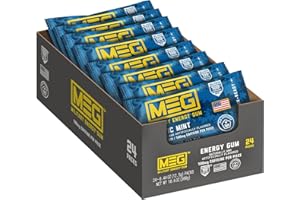 MEG - Military Energy Gum | 100mg of Caffeine Per Piece + Increase Energy + Boost Physical Performance + Arctic Mint 24 Pack (120 Count)