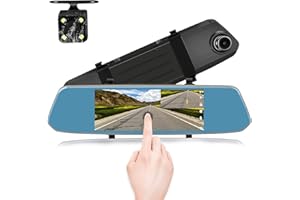 7" Mirror Dual Dash Cam Touch Screen Full HD 1080P Front Camera with Waterproof Rear View Camera, Parking Monitor,G-Sensor, N