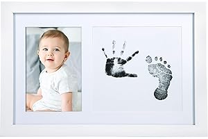 Little Pear Baby Handprint & Footprint Frame, Gender-Neutral Baby Prints Frame, Baby Girl or Baby Boy Prints Picture Frame, White