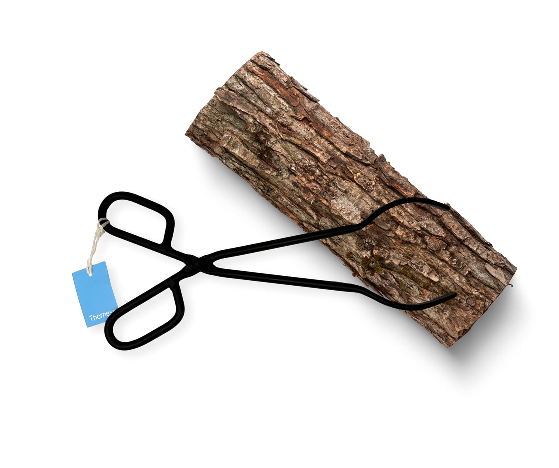 Black Heavy Duty Cast Iron Fireplace Log Tongs for Indoor/Outdoor Use - Long Logs Tweezers - Firewood & Campfire Tongs