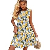 ZWPINITUP Women Summer Casual Sleeveless Crewneck Sundress A-line Flowy Tiered Midi Beach Dress Vacation Outfits