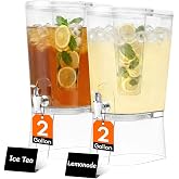 Lifewit 2 Gal Drink Dispenser with Leak-Proof Spigot &amp; Fruit Infuser 2 Pcs | Large Capacity for Party, Removable Stand for Fridge Storage, Beverage Container for Juice, Tea, Lemonade, Soda &amp; Mimosa Bar