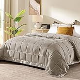 downluxe King Size Blanket with Satin Trim, Lightweight Down Alternative King Blanket for All Season, Machine Washable (Sand, 108 x 90 Inch)