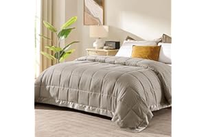 downluxe Queen Size Blanket with Satin Trim, Lightweight Down Alternative Blankets Queen Size for All Season, Machine Washable (Sand, 90x90 Inch)