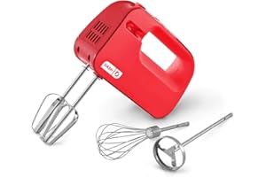 Dash SmartStore™ Deluxe Compact Electric Hand Mixer + Whisk and Milkshake Attachment for Whipping, Mixing Cookies, Brownies, 