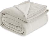 Bedsure Fleece Blanket 220x240 cm Beige Soft Warm Throw for Bed Sofa