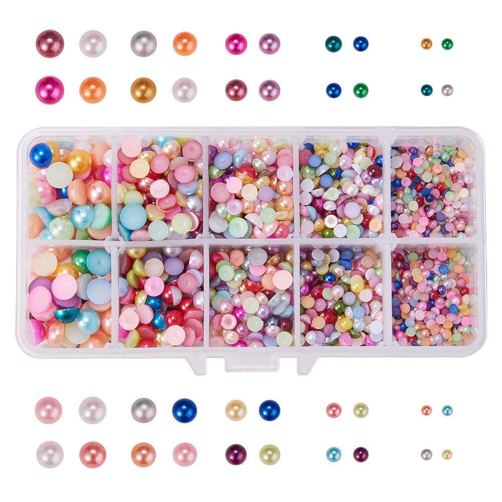 GORGECRAFT 3000pcs 3mm-8mm Half Round Imitation Pearls Colorful Beads Flatback loosed Beads Cabochons for Scrapbooking Embellishment Craft DIY Phone Nail Making