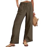 ANRABESS Womens Wide Leg Palazzo Linen Pants High Waist Split Ankle Casual Lounge Beach Vacation Pants 2026 Spring Summer