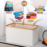 efluky 60L Foldable Bamboo Laundry Basket Collapsible Storage view 3