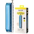 East top Chromatic Harmonica 16 Hole 64 Tone Key of C, Professional Advanced Mouth Organ For Adults, Students and Harmonica-Lovers with Blue Cover (EAP-16)