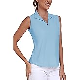 MoFiz Women's Sleeveless Golf Shirt Collared 1/4 Zip Tennis Tank Tops UPF 50+ Quick-Dry Lightweight Athletic Polo Shirt