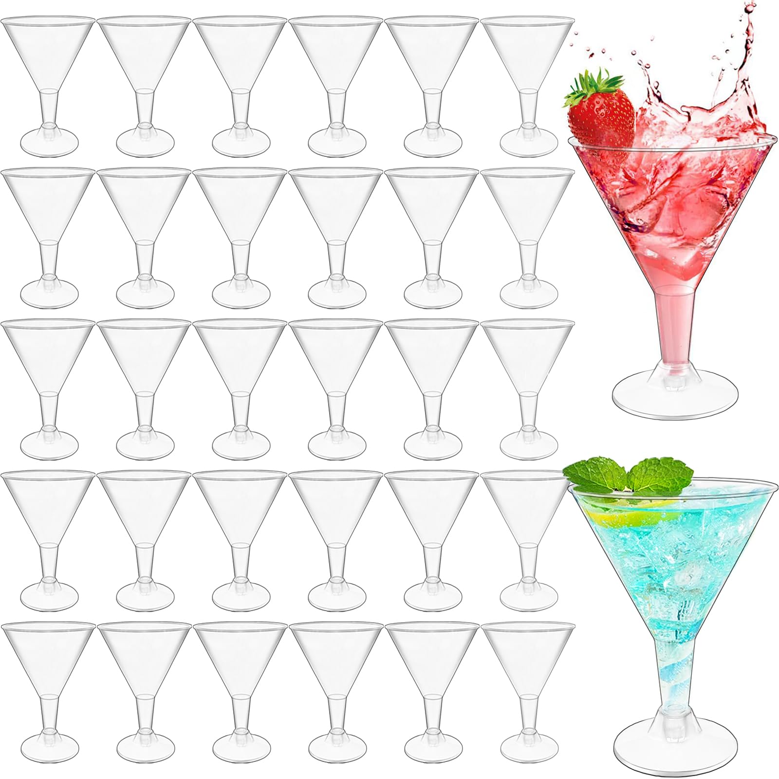 Photo 1 of 50 Pack Plastic Martini Glasses,7 oz Clear Disposable Cocktail Cups,Reusable Tall Stemmed Wine Shooter Glasses for Party Wine,Champagne,Margarita