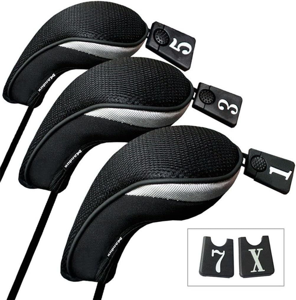Andux 3pcs/Set Golf 460cc Driver Wood Head Covers with Long Neck and Interchangeable No. Tags Pack of 3