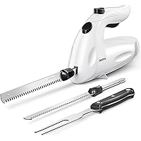 Electric Knife With Handle, Reemix 150W Powerful Electric Knife Set for Carving Meats, Poultry, Bread, Serving Fork and 2 Car