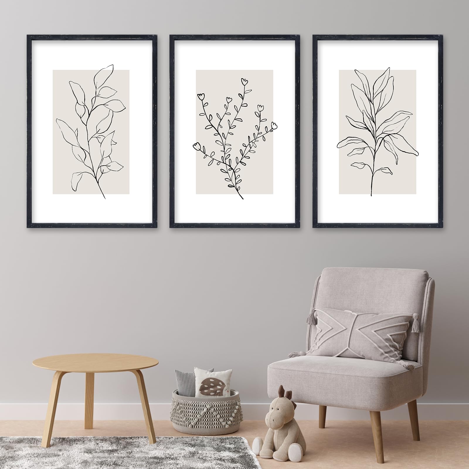 Neutral Botanical Prints Wall Art Decor Set Of 3 Minimalist Plant ...