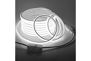 Samsion 120V COB LED Rope Lights 16.4FT Outdoor LED Strip Lights Waterproof Daylight White 6000K Super Bright Flexible LED Tape Lights with Switch Plug in 288Leds/M for Indoor Exquisite Wall Decor 5M