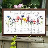 Nazenti Personalized Grandma's Garden Frame Sign With Grandchildren Names and Birth Flower For Mother's Day Gift, Grandma Gifts, Personalized Mother's Day Gift, Custom Grandmas Garden Sign (Style 1)