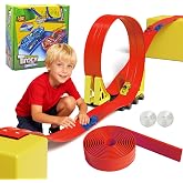 20ft Build Anywhere Portable Race Track with Suction Cups - Flexible Roll-Up Design Fits 1/64 Scale Cars, Portable Toy Gift for Kids 4+ Year Old