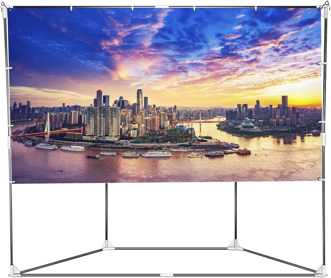 Outdoor Projector Screen, Auledio 100" 16:9 Foldable Portable Projection Screen + Setup Stand + Transportable Bag Full Set for Camping and Recreational Events