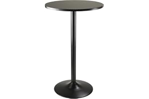 Winsome Obsidian Pub Table Round Black Mdf Top with Black Leg And Base - 23.7-Inch Top, 39.76-Inch Height, Pack of 1