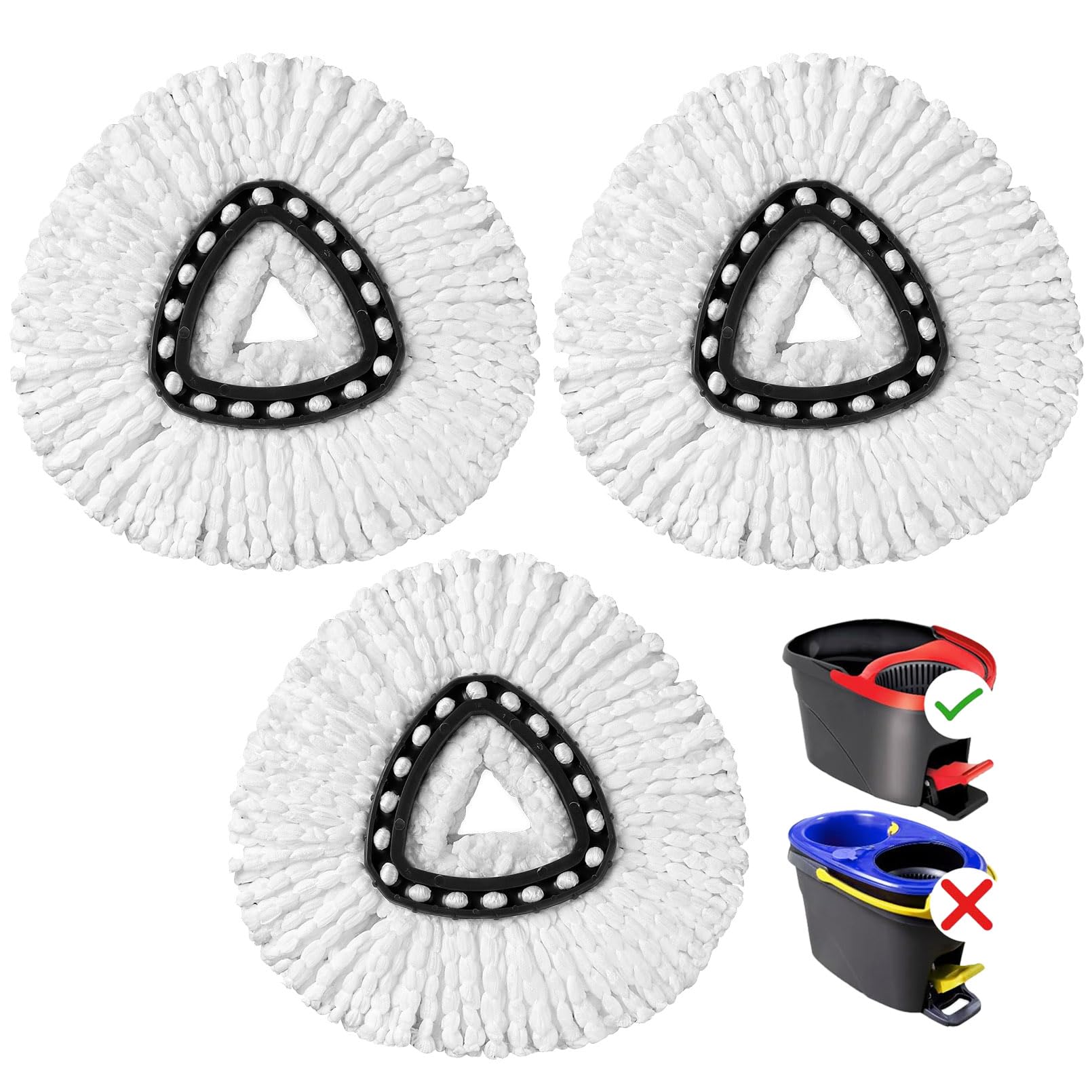 Photo 1 of HOMEXCEL Mop Replacement Heads Compatible with O-Cedar EasyWring Spin Mops 3 Pack-Washable Microfiber Spin Head Refills-Easy Cleaning Mop Head Replacement