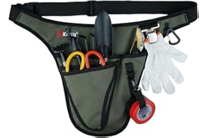 KUNN Garden Tool Belt,Durable Adjustable Tool Belt Waist Pouch with 4 Pocket for Women Men Gardeners Florist Army Green