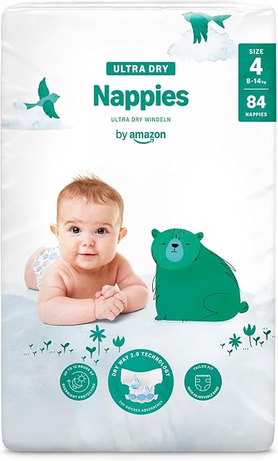 By Amazon Ultra Dry Nappies Size 4 8-14 kg 84 Nappies Channels