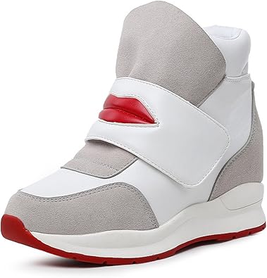 Amazon レディース インヒールスニーカー レディースシューズ ハイカットスニーカー 厚底ヒール カジュアル スウェット地 シンプル カジュアル 運動靴 シューズ くちびる スニーカー 24 5 ホワイト ノーブランド品 スニーカー